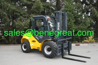 China BENE cross-country forklift 3.5 ton rough terrain forklift truck with 3500mm duplex mast supplier