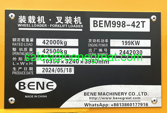 BEM998-42T Mighty quarry Loader With 42000kg Capacity and 3200mm Lifting Height supplier