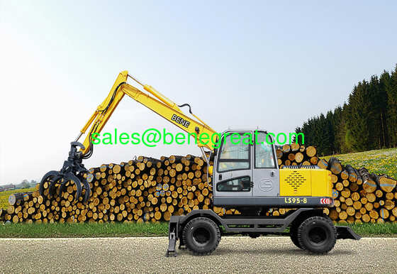 small wheel excavator with 0.23cbm bucket log grapple for sugarcane loading supplier