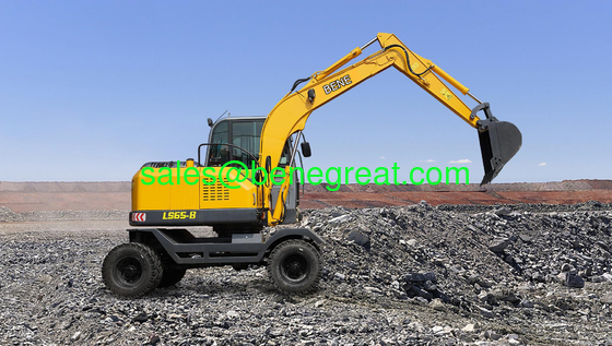 8 ton mini wheel excavator with 0.23cbm bucket 8 ton wheel excavator with log grab for timber loading supplier