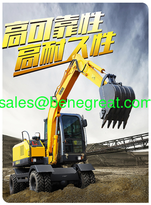 mini wheel excavator with 0.23cbm bucket 7ton wheel excavator with log grab for timber loading supplier