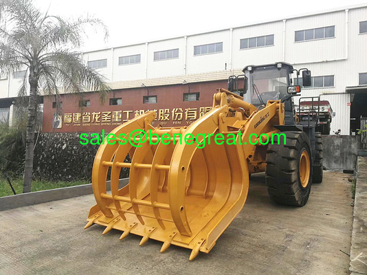 LONKING 5 ton wheel Loader with solid tyres steel scrap clamp attachment supplier