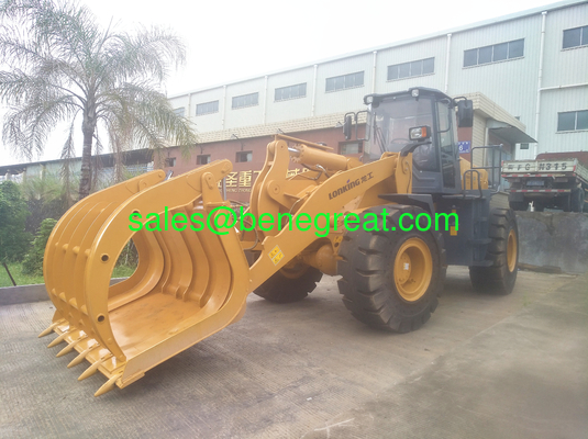 LONKING wheel Loader with solid tyres  5ton wheel Loader with steel scrap clamp attachment supplier